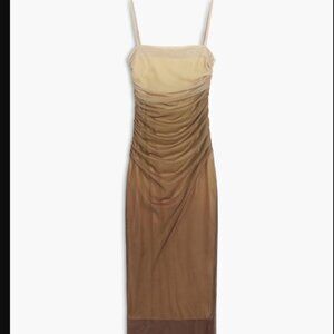 Cappuccino Ombre Mesh Zippered Long Dress